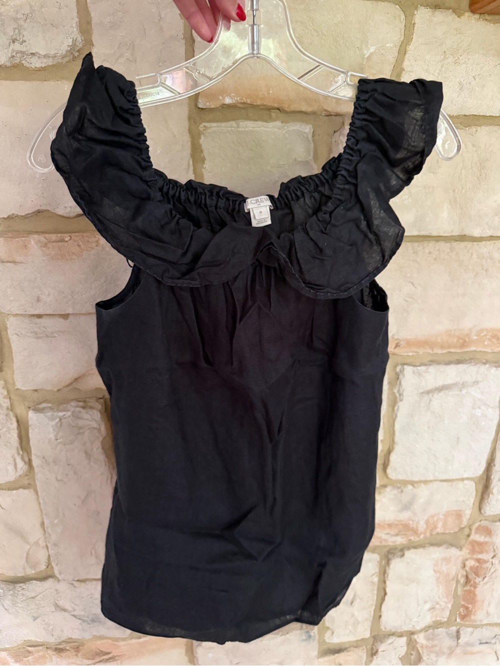 J. Crew Black Ruffle-Neck Sleeveless Camisole